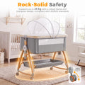 3-in-1 Baby Bassinet and Bedside Sleeper - Grey - 6 Height Levels, Rocking Cradle, Mattress Included