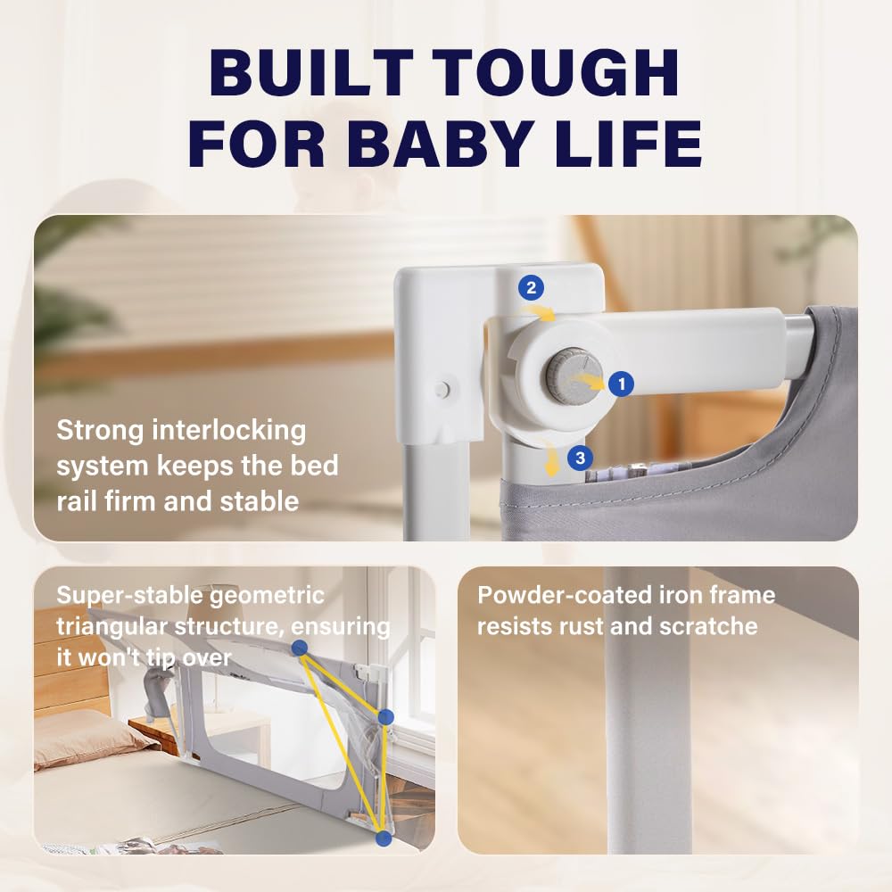 Baby Bedside Crib Co-Sleeper - Grey 120 x 56 x 70cm - Mesh Window, Lift and Fold Side, Adjustable