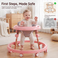 3-in-1 Baby Walker and Activity Table - Pink - 4 Height Positions, Folding Frame, 6-18 Months