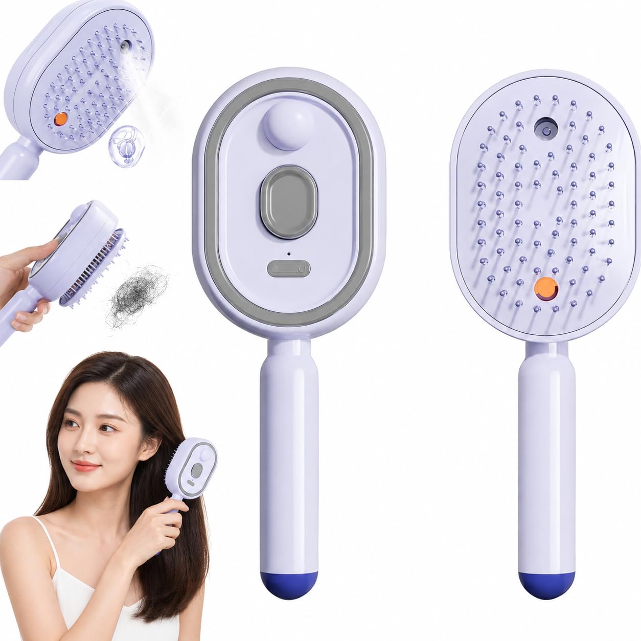 Rechargeable Steam Hair Straightening Brush - Purple