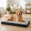 Orthopedic Dog Bed with Handle - Grey, Large 90 x 64 x 8cm - Memory Foam, Coral Fleece, Washable Cover, Non Slip
