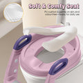 2-in-1 Potty Training Seat with Step Stool Ladder - Pink - Splash Guard, Soft PU Cushion, Non-Slip