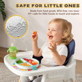 3-in-1 Wooden Baby High Chair - Blue - 5-Point Harness, Food-Grade Tray, 5-Level Footrest