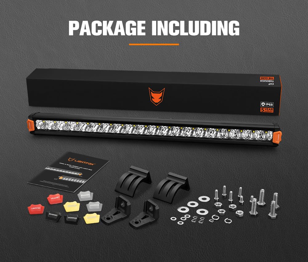 LED Light Bar 20 Inch Single Row - 100W 7551 Lumens - Spot Flood Combo, IP68, Die Cast Aluminium, Oslon LEDs