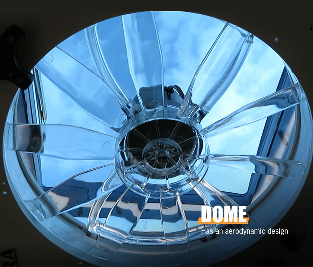 12V Caravan Roof Vent Fan - 355 x 355mm - Reversible Airflow, 3 Speeds, 10 Blades, Under 44dB, Fits 14 Inch Openings
