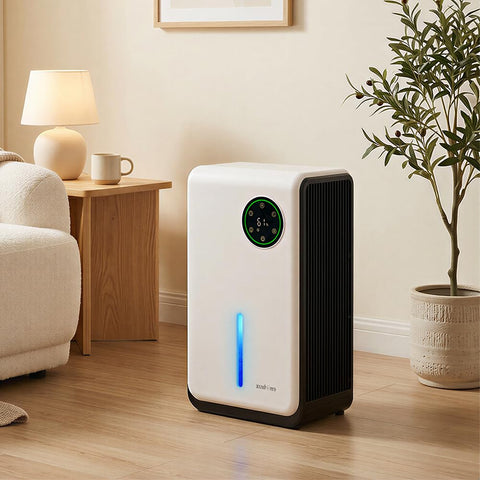 Portable Dehumidifier 2L Tank - White - Removes 500-1000ml a Day, Covers 50sqm, 24 Hour Timer, Auto Shut Off