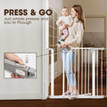 Auto-Close Baby Safety Gate - White 85-94cm - Pressure Fit No Drilling, Triple Lock, Two-Way Swing