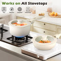 Detachable Handle Cookware Set 20 Piece - White - Nonstick Granite Coating, PFOA and PFOS Free, Induction Ready