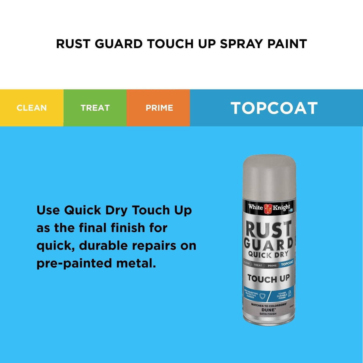 White Knight Rust Guard Touch Up Spray Paint 300g Dune Satin