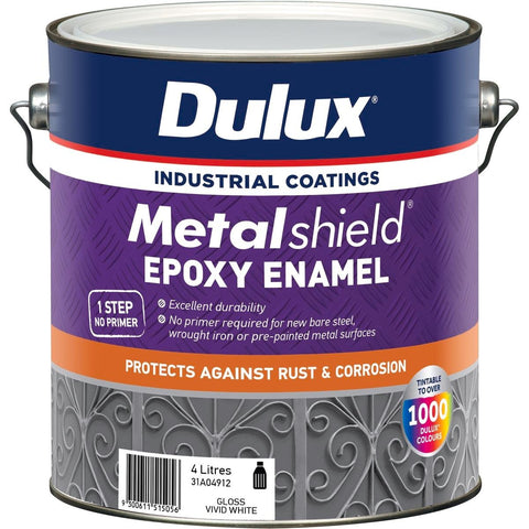 Dulux Metalshield Epoxy Enamel Gloss Paint 4L Vivid White Durable Finish - SuperSaverAU - view 1