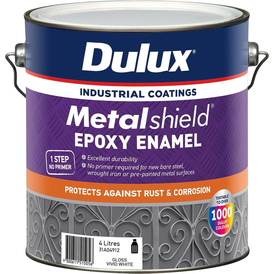 Dulux Metalshield Epoxy Enamel Gloss Paint 4L Vivid White Durable Finish - SuperSaverAU - view 1