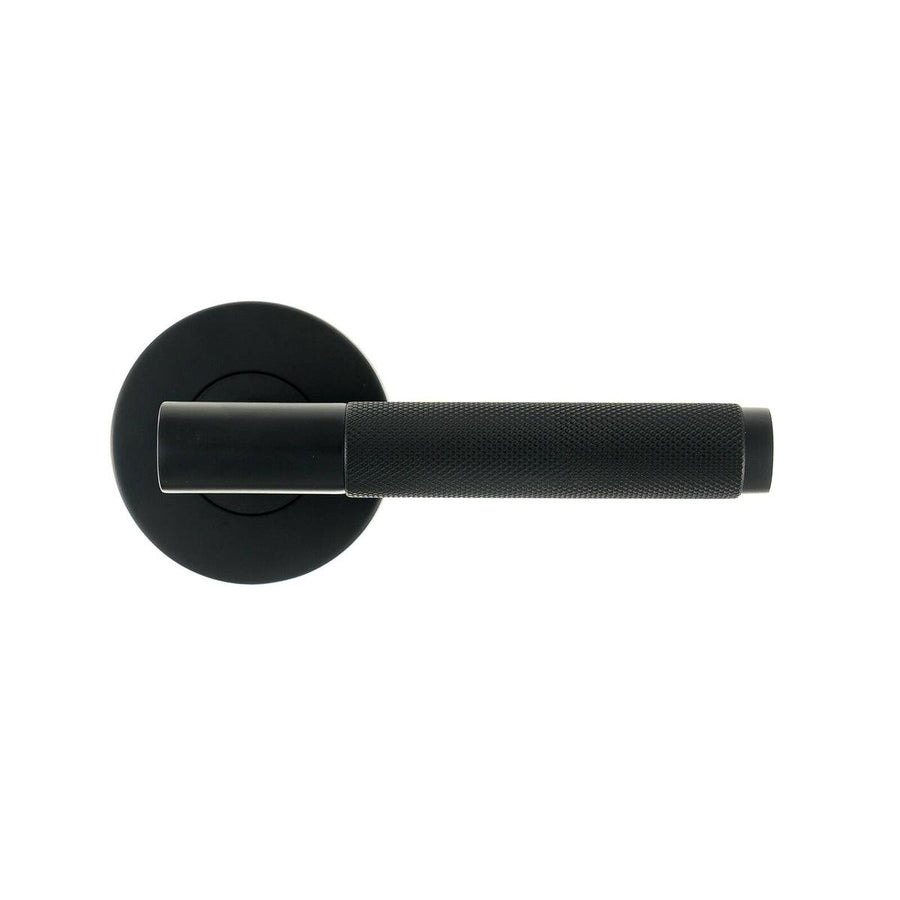 Ikonic Black Matte Knurled Passage Lever Set - 1 Pack - 1125mm x 65mm - Stylish Design - SuperSaverAU - view 1
