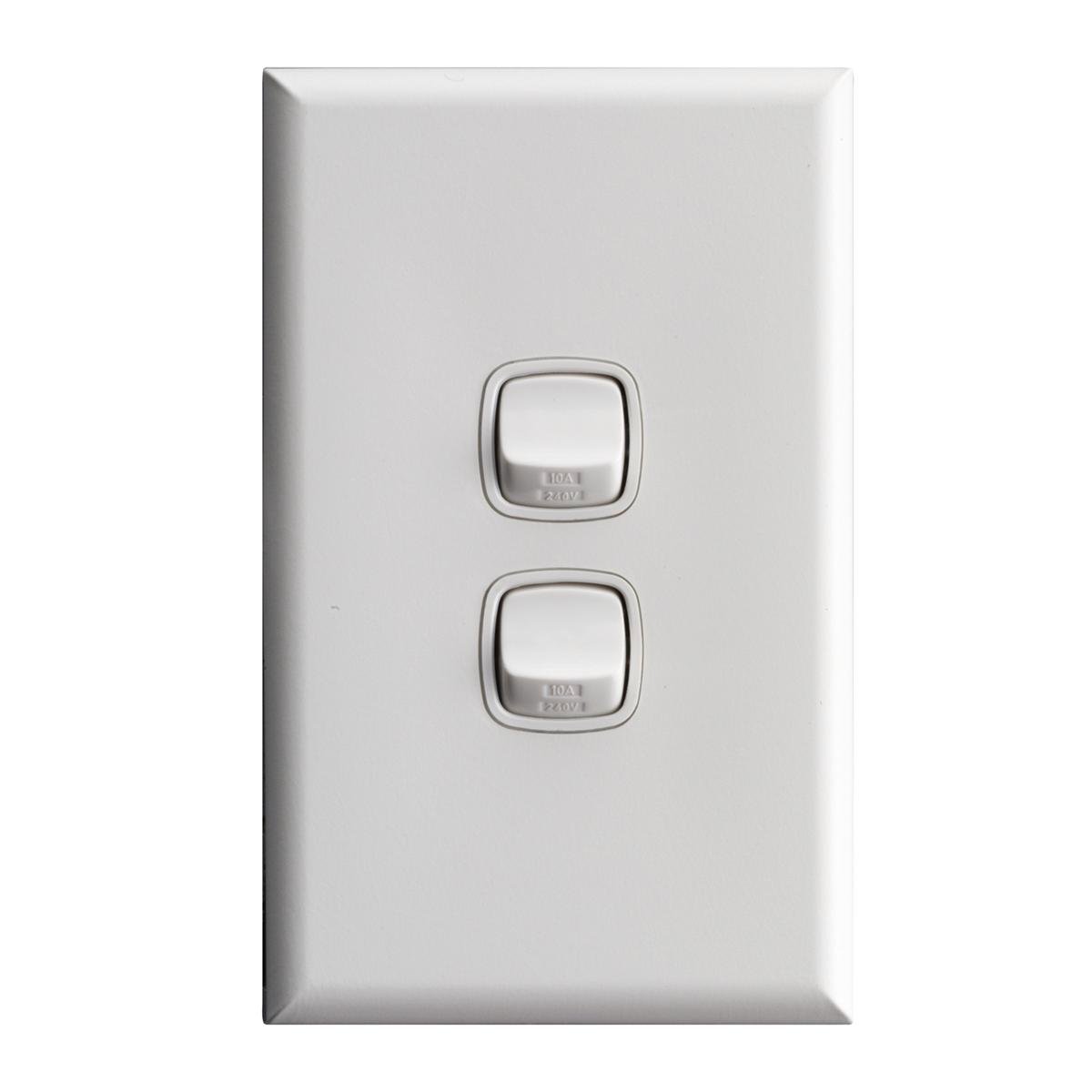 HPM Excel 2 Gang Wall Switch - 73mm x 117mm - Plastic - Durable Design - SuperSaverAU - view 1