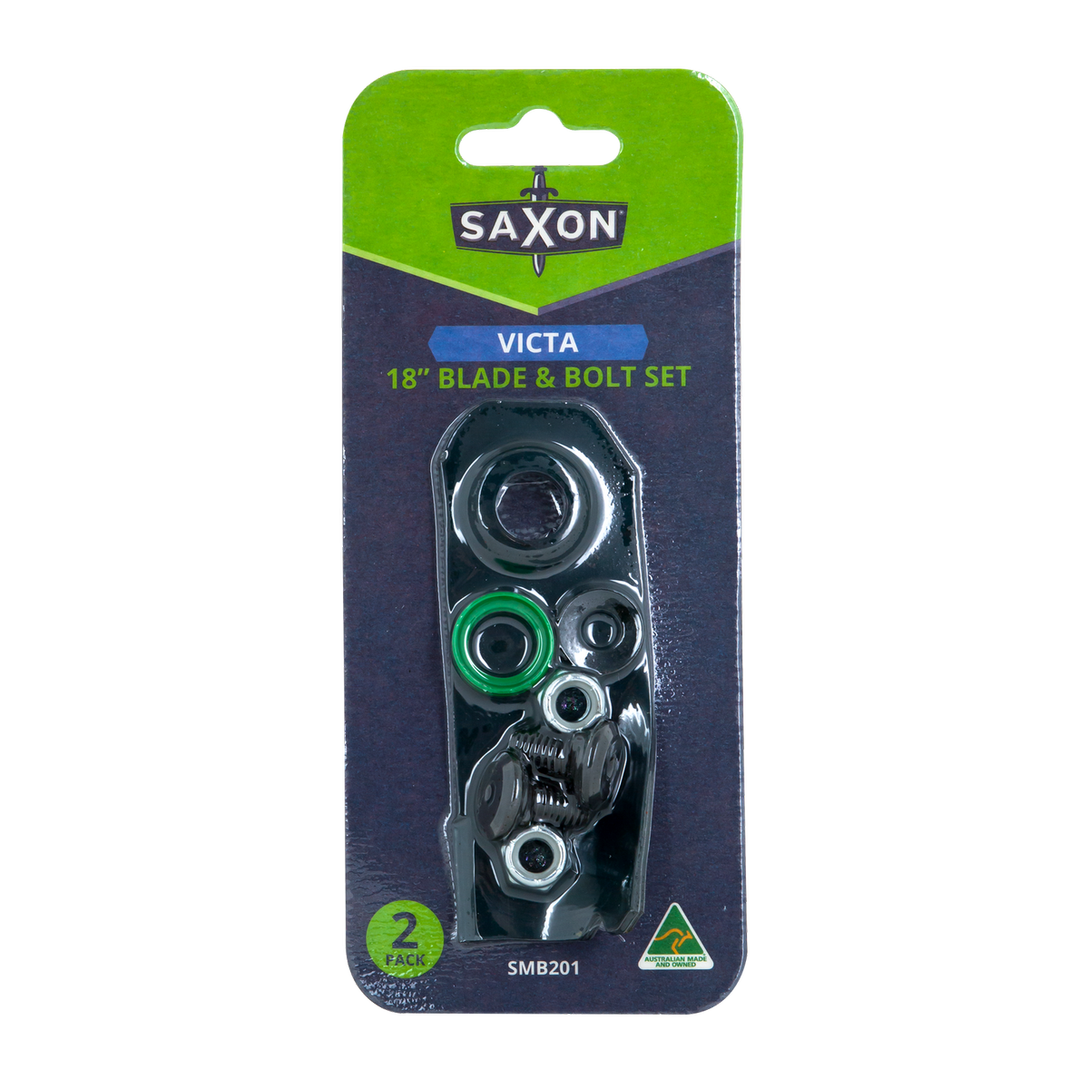 Saxon 18" Mower Blade and Bolt Set - 2 Pack - Suits Victa Models - Maintains Cutting Performance - SuperSaverAU - view 1