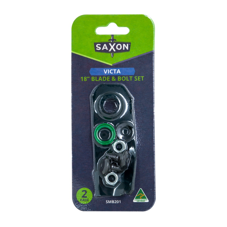 Saxon 18" Mower Blade and Bolt Set - 2 Pack - Suits Victa Models - Maintains Cutting Performance - SuperSaverAU - view 1