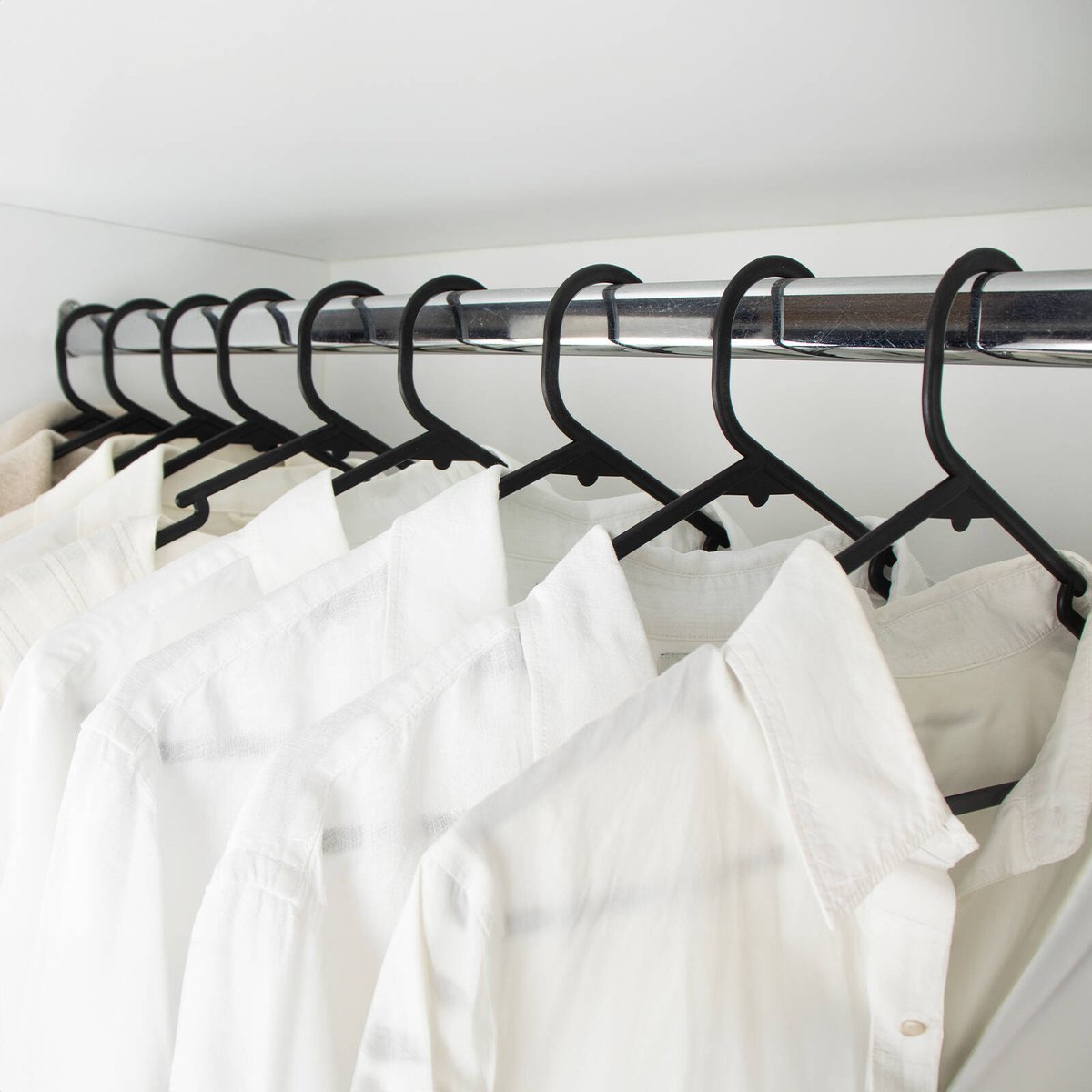 All Set Black Plastic Clothes Hanger 12 Pack - 385mm x 200mm - Anti-Slip Design - SuperSaverAU - view 2