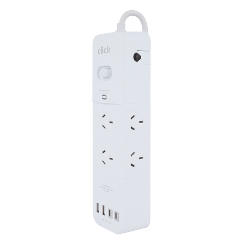Click 6 Outlet Powerboard - 1m Cable - Surge Protection - USB Ports - SuperSaverAU - view 1