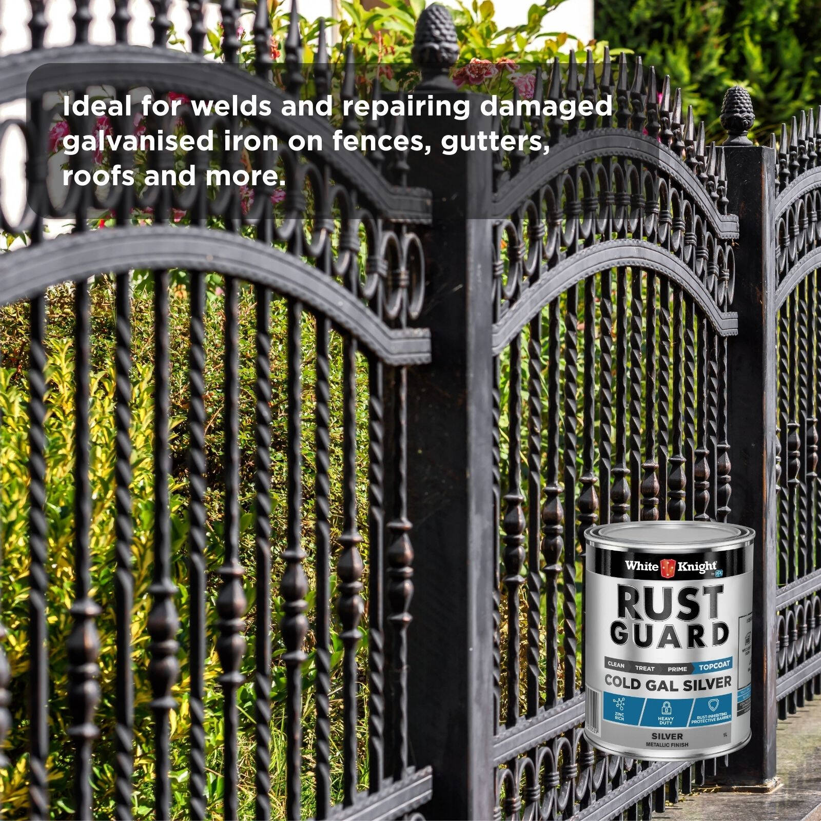 White Knight Rust Guard 1L Silver Cold Gal Solvent Primer Paint