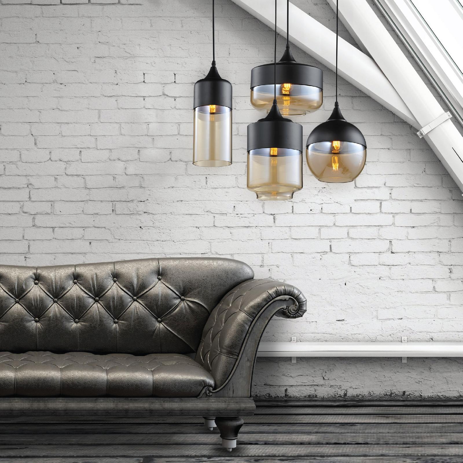 Home Design Tozzo Ambra Pendant Light Metal & Glass E27 60W Indoor