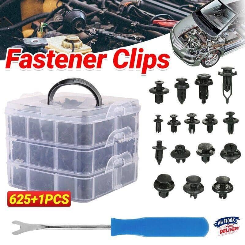 625 Piece Car Body Trim Clips Kit, Push-Type Plastic Fasteners for Bumpers and Panels