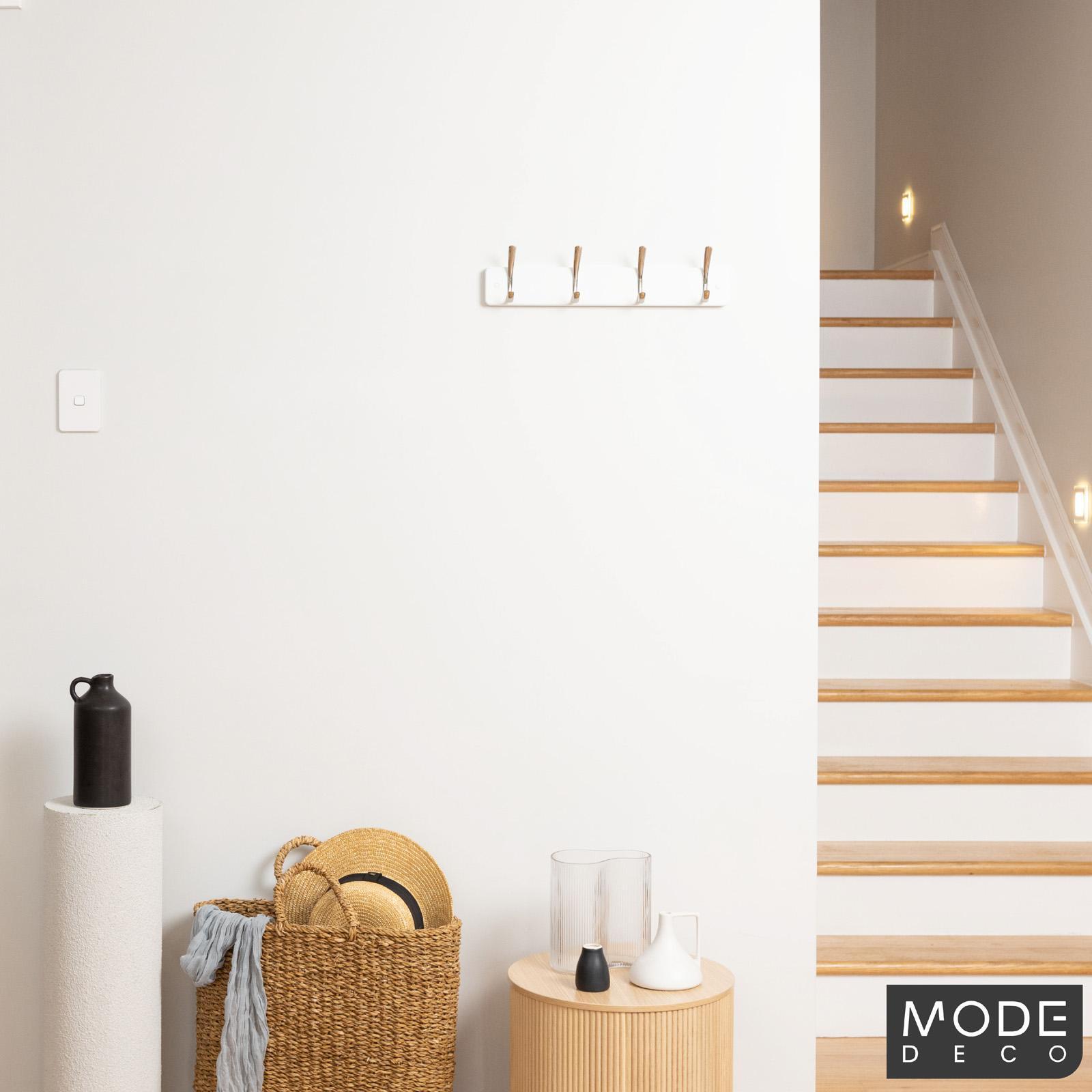 Mode Perma White Hat and Coat Rack 4 Brushed Nickel Hooks