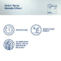 Dulux 325g Silver Metallic Effects Spray Paint, Decorative Metallic Finish for Metal, Wood & Plastic