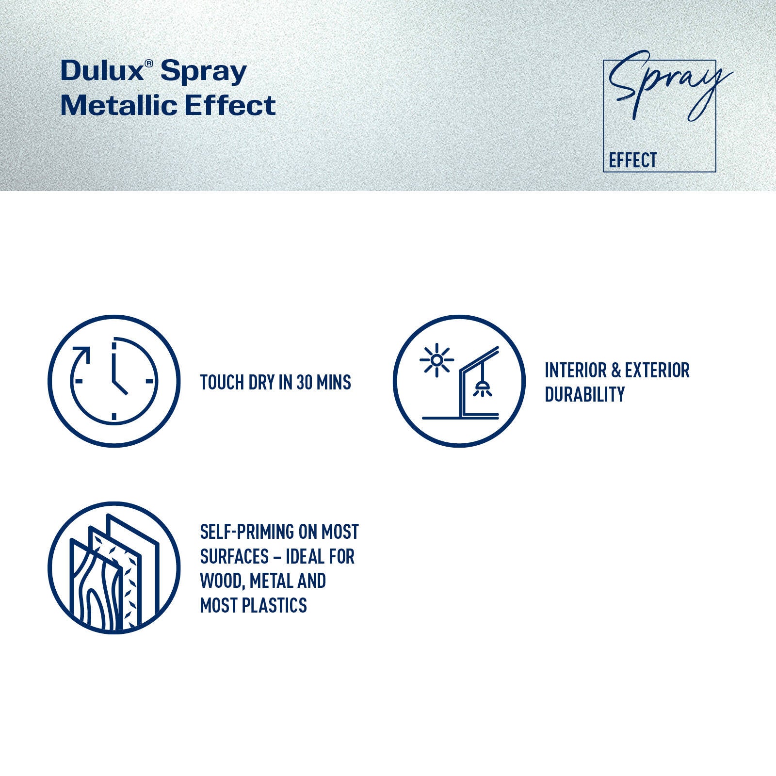 Dulux 325g Silver Metallic Effects Spray Paint, Decorative Metallic Finish for Metal, Wood & Plastic