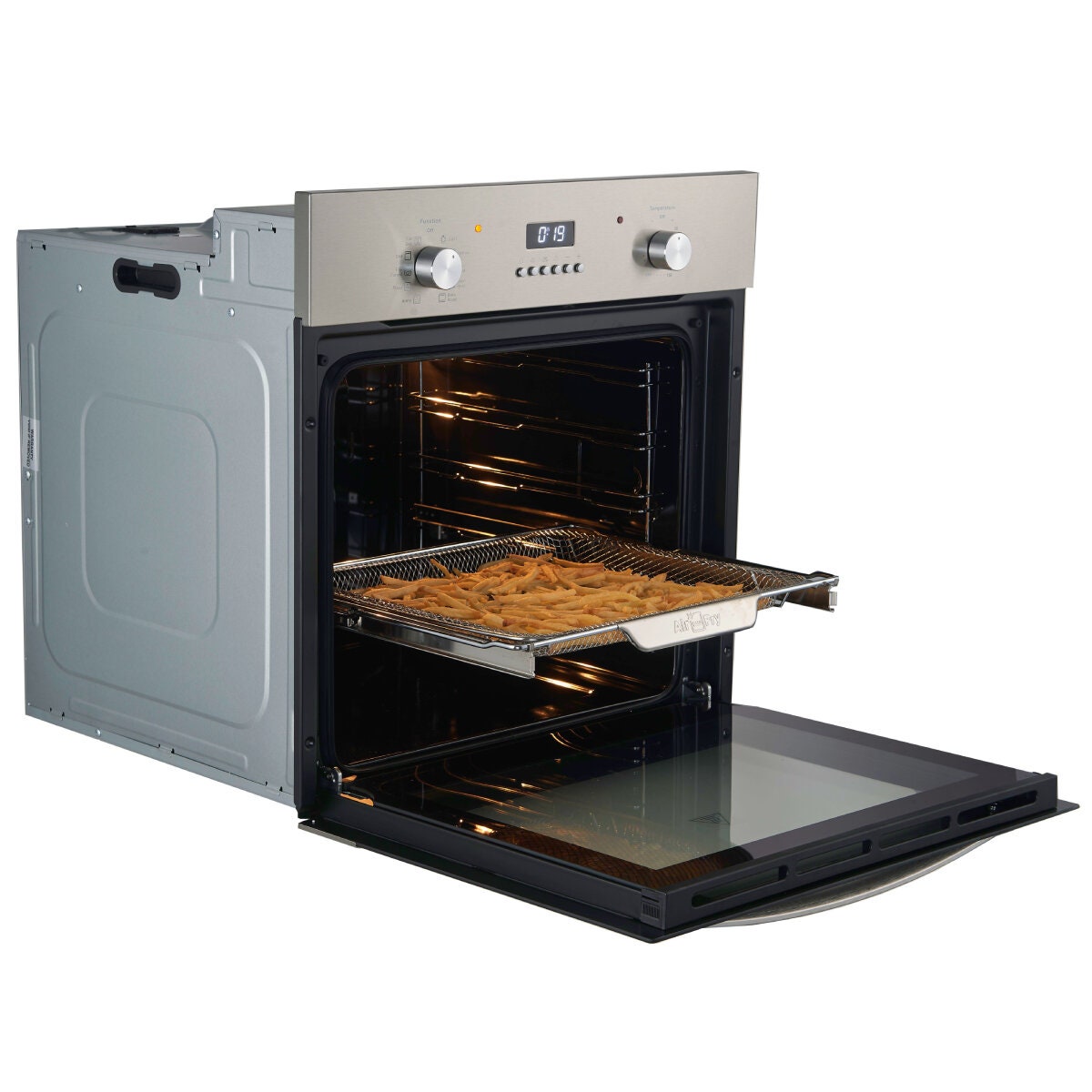 Brohn 60cm Electric Multifunction Oven - 80L, 10 Functions, Inbuilt AirFry, Stainless Steel - BRO6001SS