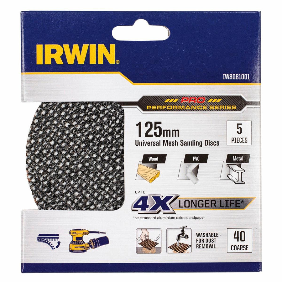 Irwin Orbital Sanding Disc - 125mm - Silicon Carbide - 40 Grit - 5 Pack - SuperSaverAU - view 1