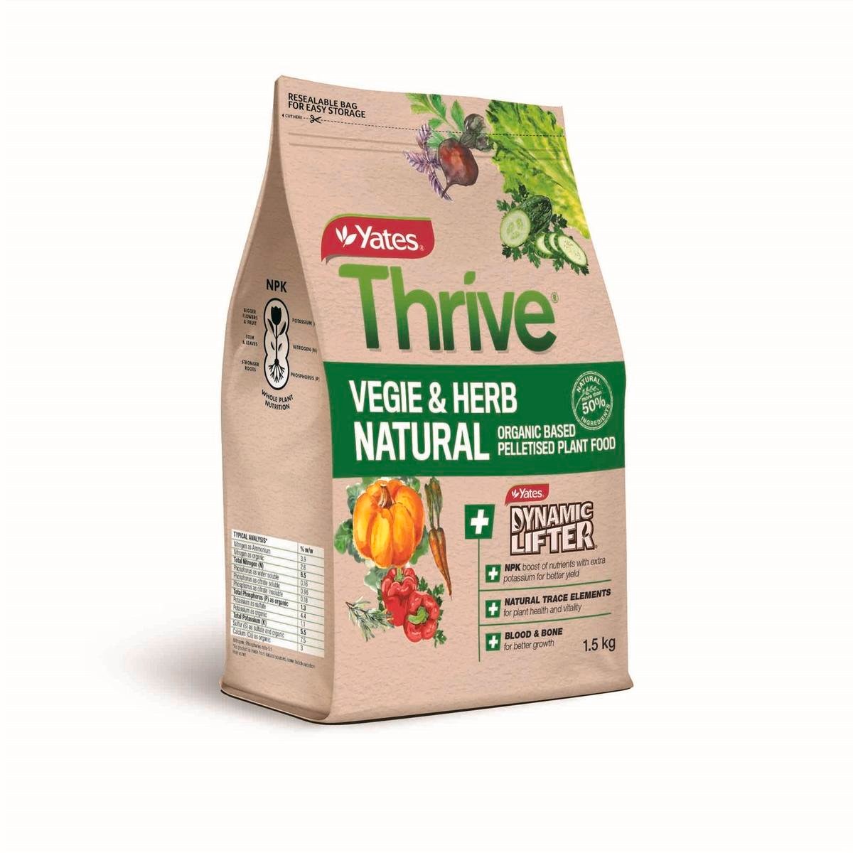 Yates Thrive Natural Vegie & Herb 1.5kg Pelletised Plant Food - SuperSaverAU - view 1