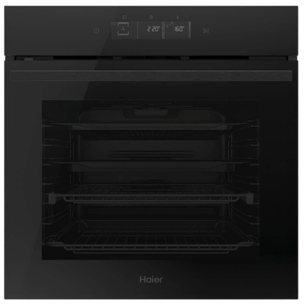 Haier 60cm 500 Series Pyrolytic Oven - 78L, 14 Functions, Steam Assist, Air Fry, Wi-Fi, Black - HWO60S14TPB6