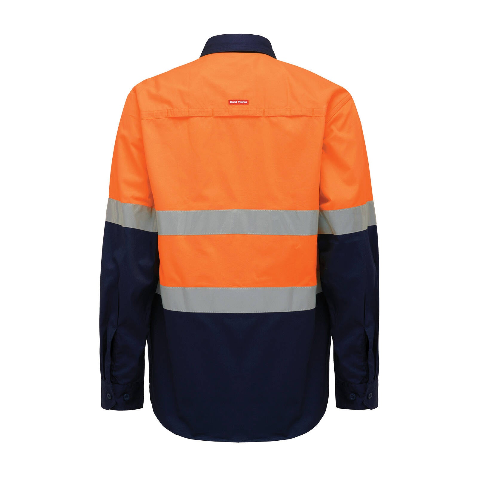 Hard Yakka Orange/Navy Hi Vis Taped Long Sleeve Cotton Shirt Size 2XL