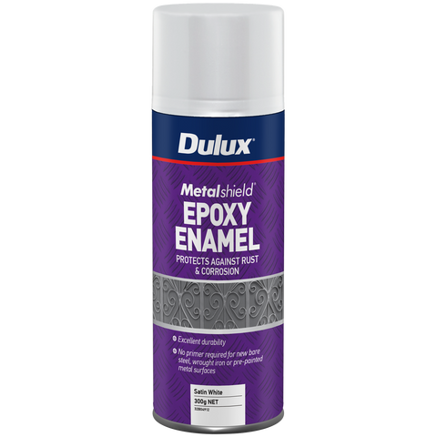 Dulux 300g Metalshield Epoxy Enamel Satin White UV Resistant Waterproof