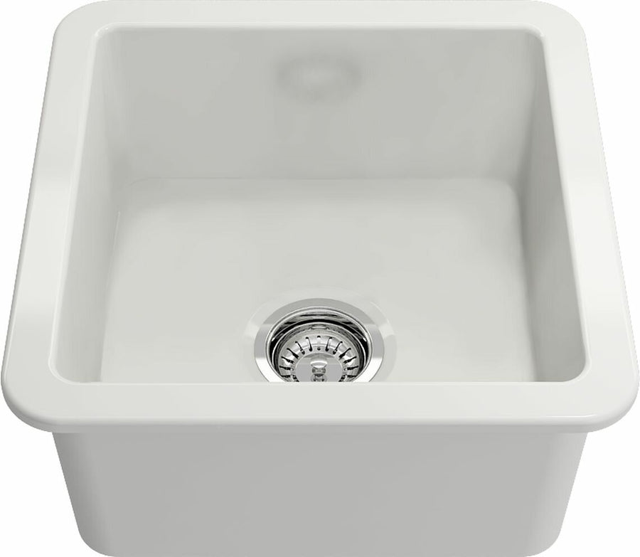 Turner Hastings Cuisine Inset-Undermount Fine Fireclay Sink - Gloss White, 28L, Basket Waste - CU46FS