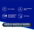 Selleys 600ml Flexiseal Polyurethane Construction Sealant, Black, Flexible Joint Sealant