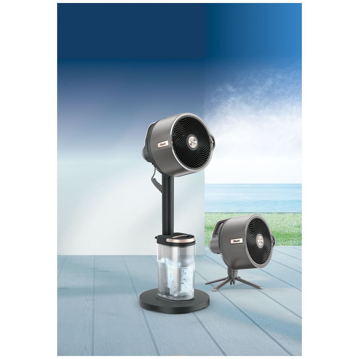 Shark FlexBreeze ProMist Misting Tower Fan - 5 Speeds, Corded or Cordless Use, Charcoal - FA302ANZ