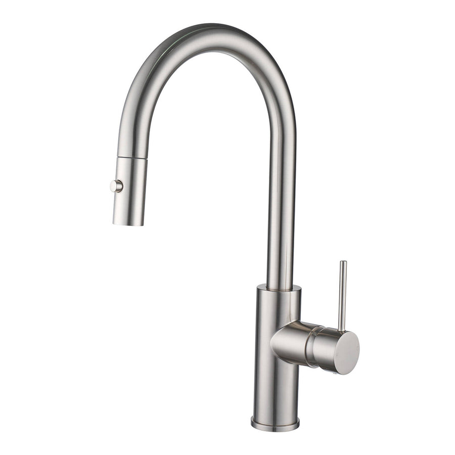 Mondella Resonance 35mm Brushed Nickel Side Lever Pull Down Sink Mixer, Stainless Steel, 6L/min WELS 5 Star