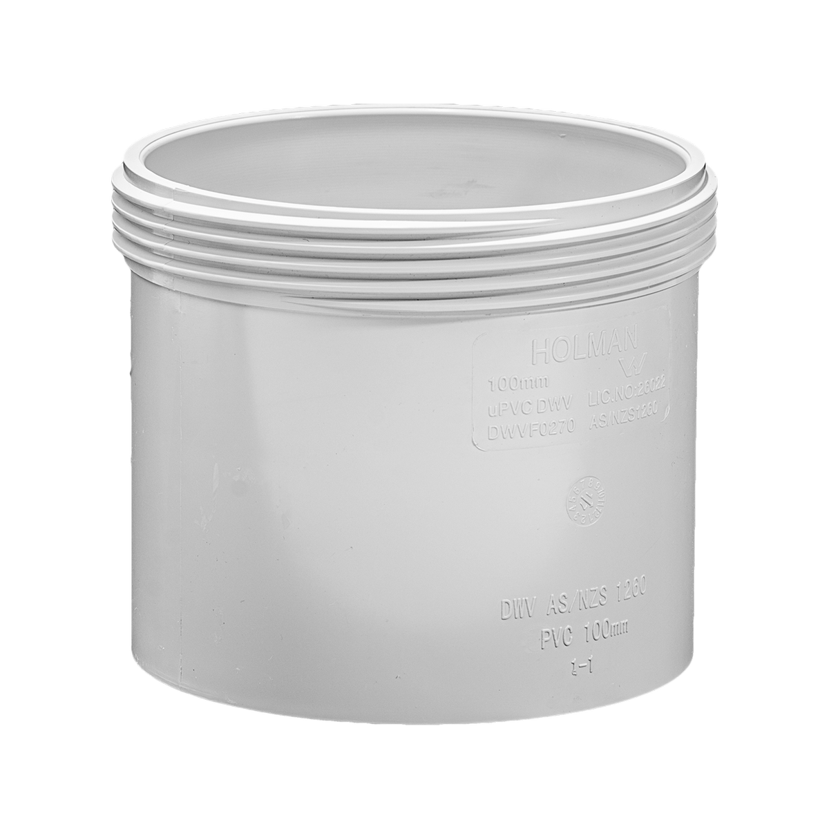 Holman 100mm PVC DWV Threaded Access Coupling - Grey - Durable - Easy Connect - SuperSaverAU - view 1