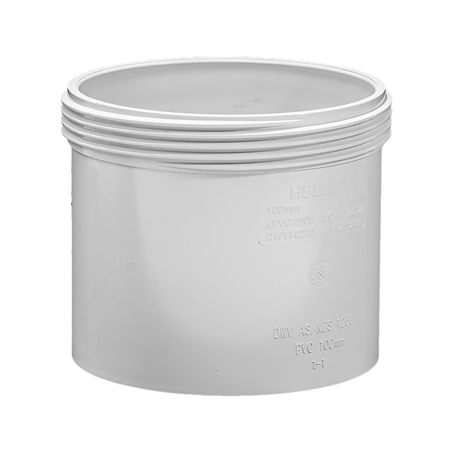 Holman 100mm PVC DWV Threaded Access Coupling - Grey - Durable - Easy Connect - SuperSaverAU - view 1