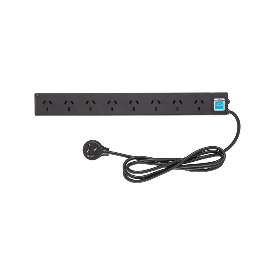 Hpm General Purpose 8 Outlet Surge Protected Powerboard Black - SuperSaverAU - view 1