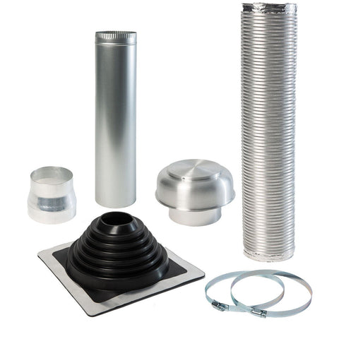Unilux Rangehood Ducting System - Metal Roof Vented, Semi Rigid, 125-150mm Outlet, Stainless Steel - ULX152