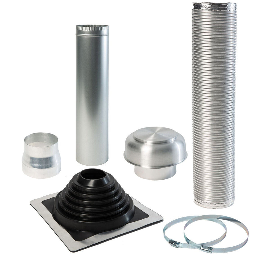 Unilux Rangehood Ducting System - Metal Roof Vented, Semi Rigid, 125-150mm Outlet, Stainless Steel - ULX152