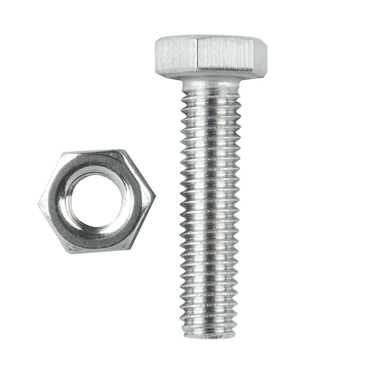 Pinnacle Hex Bolt and Nut - M6 x 25mm - Stainless Steel - 10 Pack - SuperSaverAU - view 1