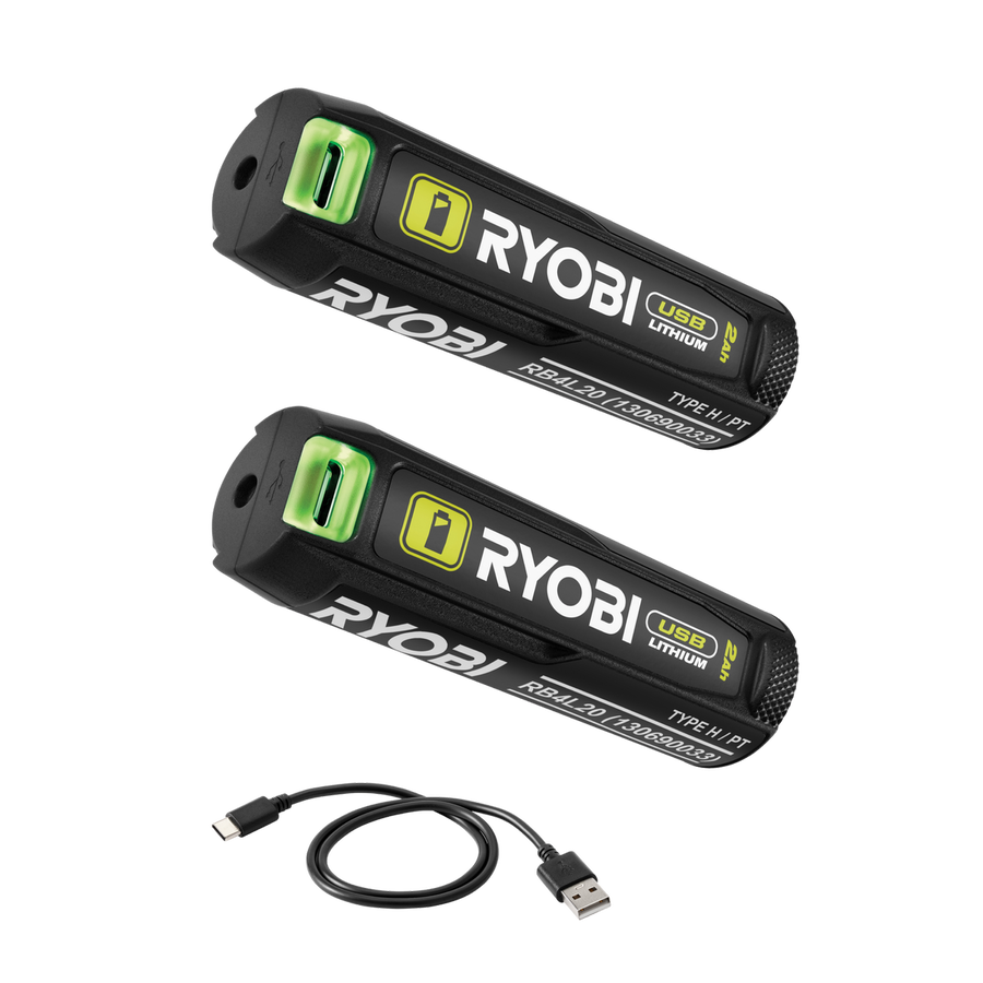 Ryobi USB Lithium Battery Power Bank Twin Pack - 2 x 2.0Ah - LED Gauge - SuperSaverAU - view 1