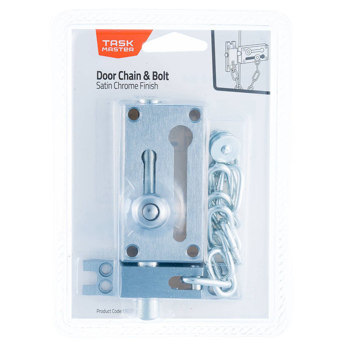 Taskmaster Door Chain Bolt - 52mm - Steel - Satin Chrome Security - SuperSaverAU - view 1