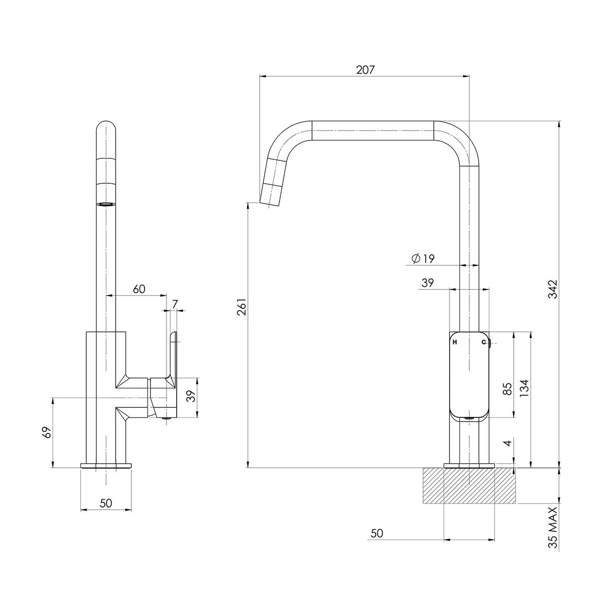 Mondella Overture Sink Mixer Matte Black Lead Free 35mm Cartridge 261mm Spout 4 Star WELS