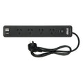 Arlec Black 4 Outlet Surge Protected Powerboard 285mm - USB A&C Charger - SuperSaverAU - view 1