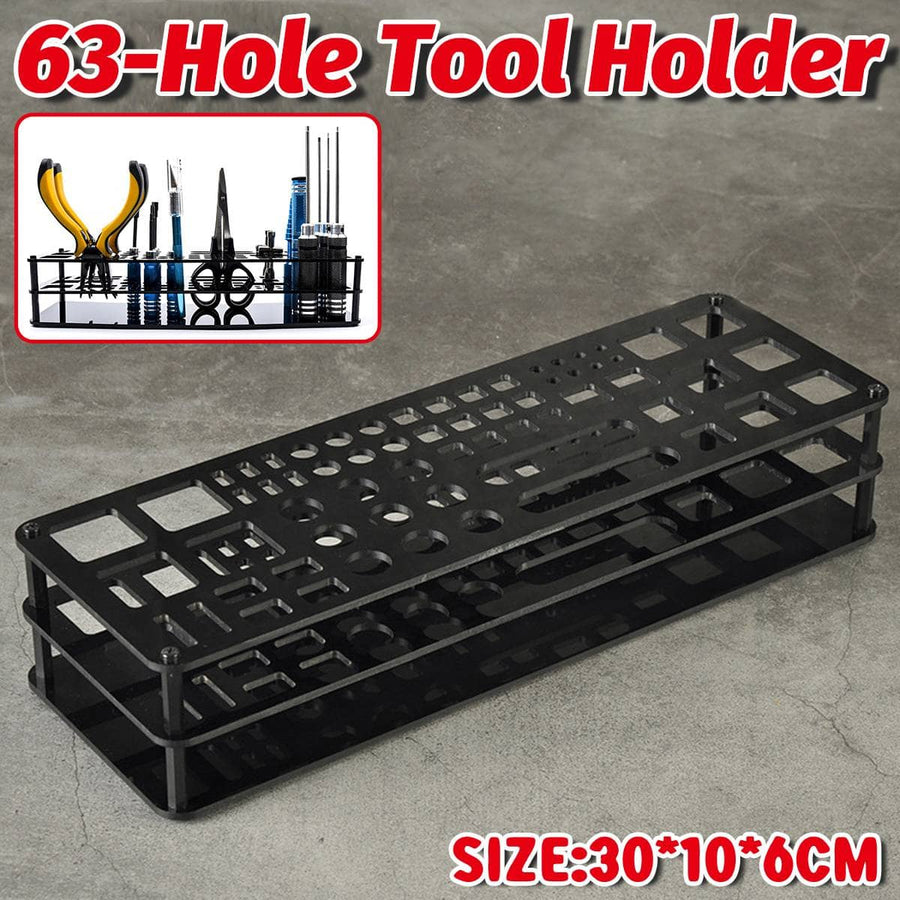 63-Hole Acrylic Screwdriver Rack, Desk Tool Stand and Workbench Organiser