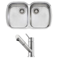 Oliveri Monet double bowl undermount sink and Essente pull out tap - 18/10 stainless steel - SS31615MO70U