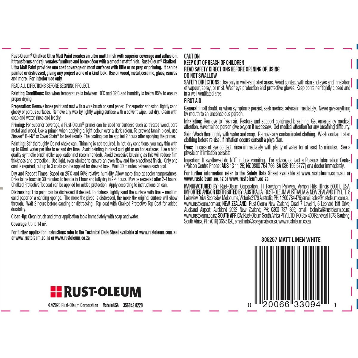 Rust Oleum Chalked Ultra Matt Paint - 887ml Light Tint Base - Indoor Use - SuperSaverAU - view 2